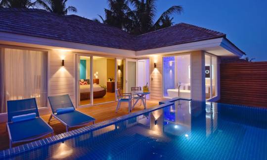 Ocean Pool Villa Evening view at Kandima Maldives
